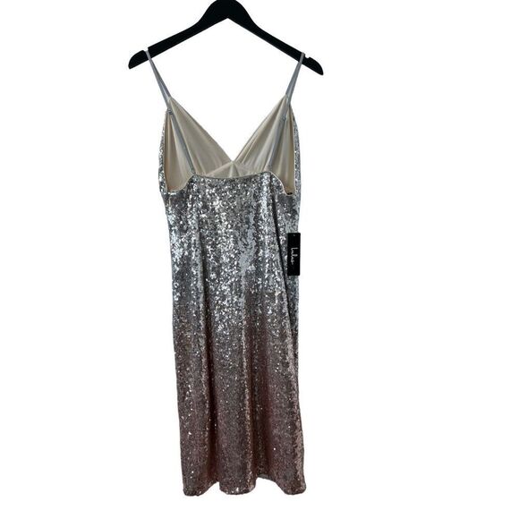 Lulus Ombré Sequin Dress Spaghetti Strap Open Back Silver& Rose Gold Women's Siz - Picture 6 of 11